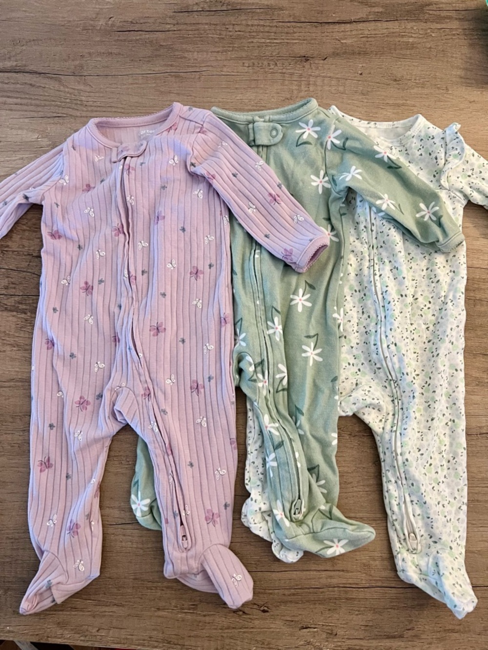 3 Carters 6 month onesies two way zipper NWOT